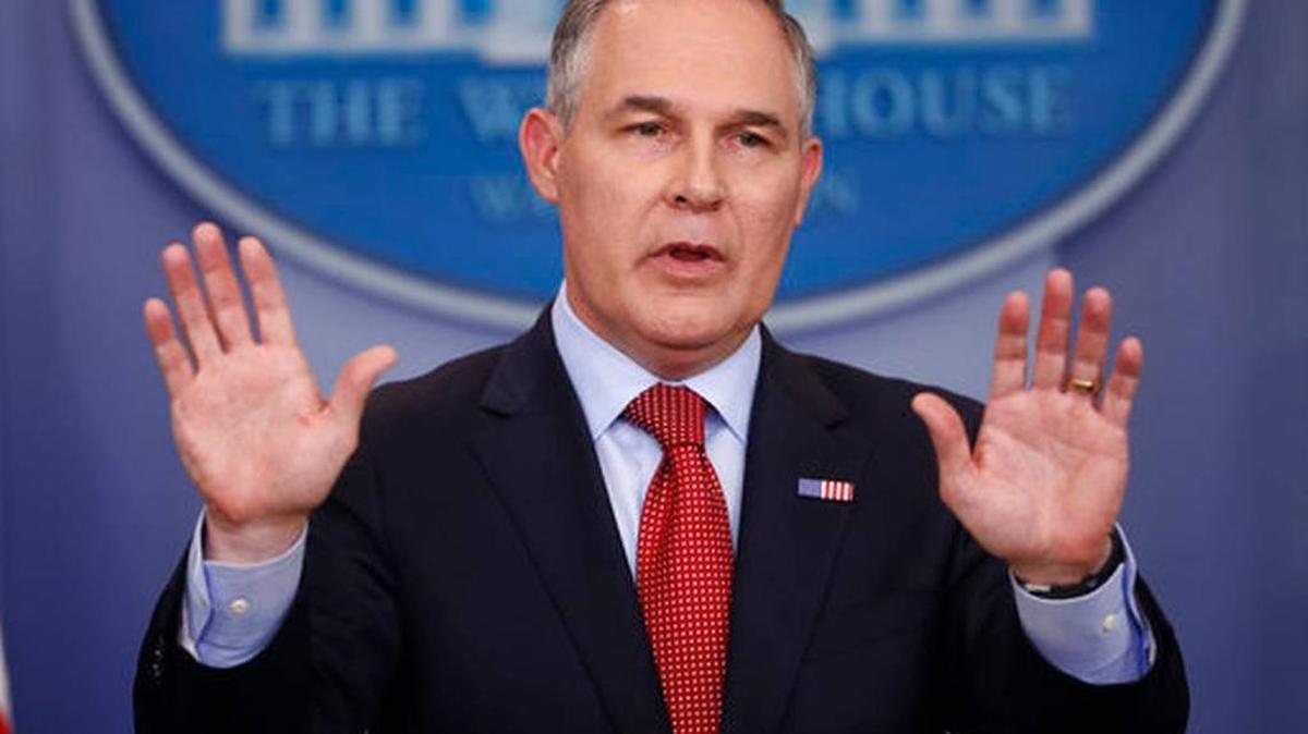 In this June 2, 2017, file photo, Environmental Protection Agency Administrator Scott Pruitt speaks to the media during the daily briefing in the Brady Press Briefing Room of the White House in Washington. Pruitt is set to speak privately to chemical industry executives next week during a conference at a luxury oceanfront golf resort. Pruitt is listed as the featured speaker at board meeting of the American Chemistry Council, a group that has lobbied against stricter regulations for chemical manufacturers.