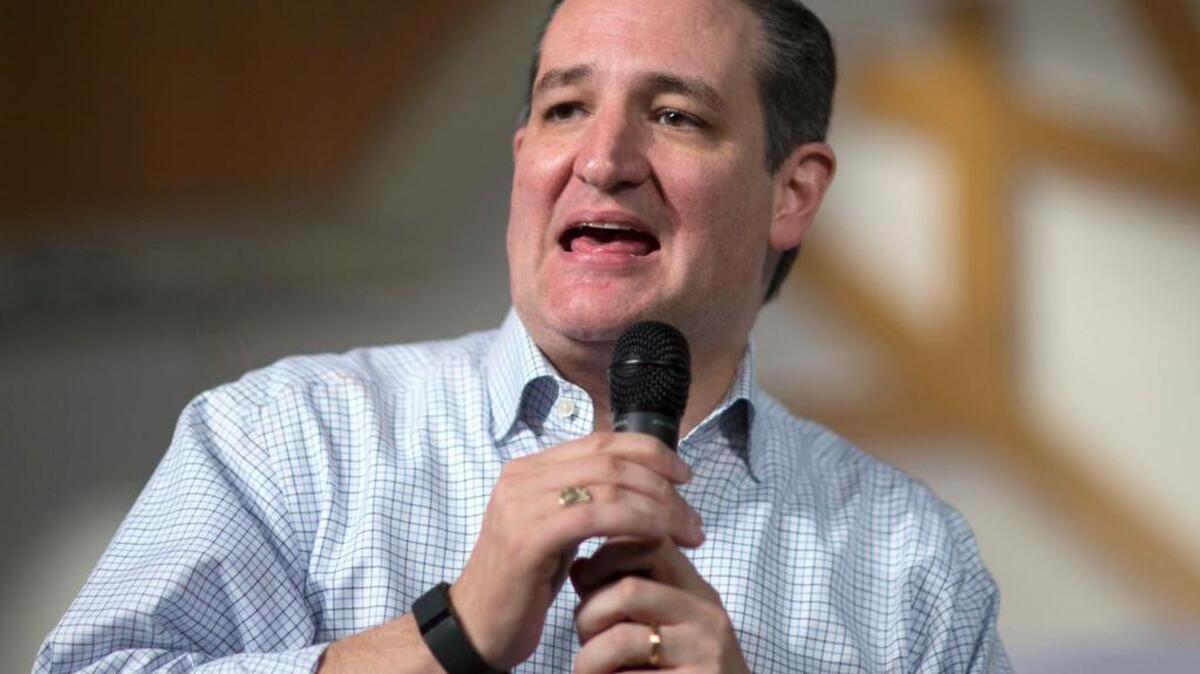 GOP presidential hopeful Ted Cruz speaks in Oklahoma City in December. He’s embracing his reputation for refusing to compromise.