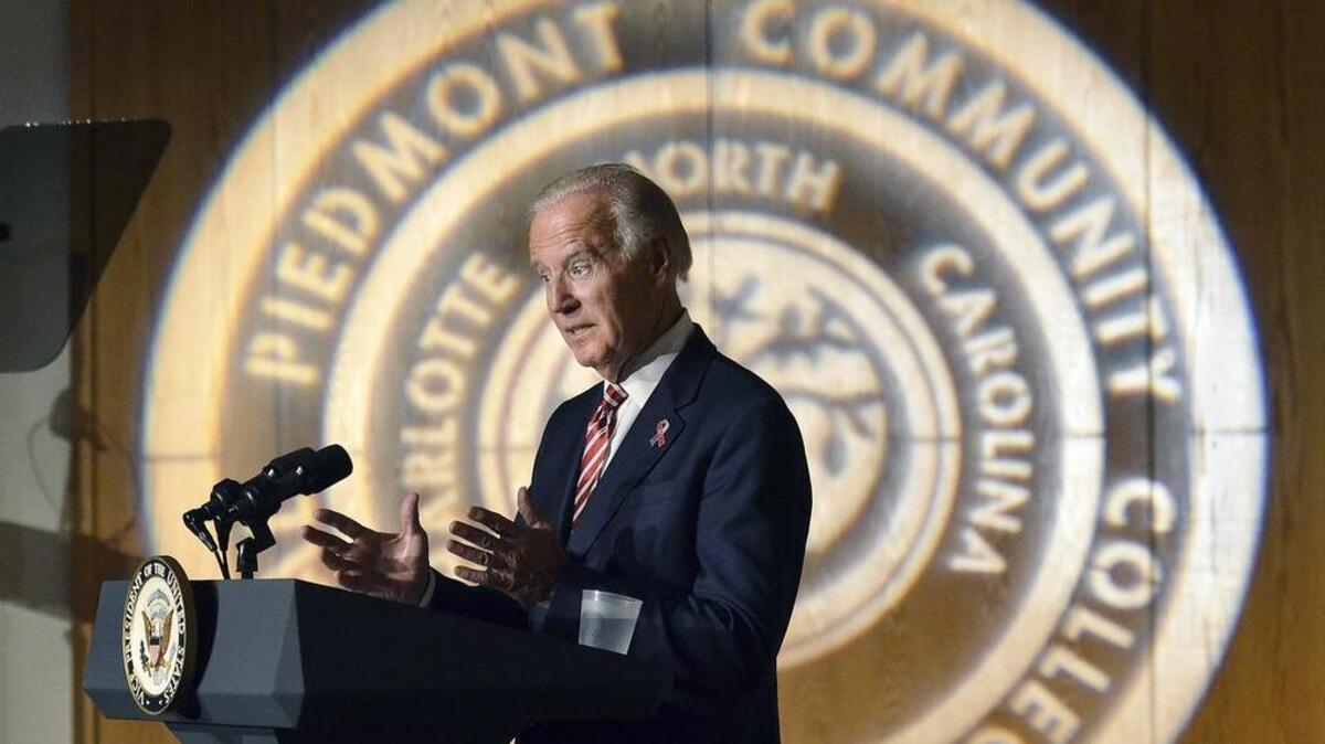 Vice President Joe Biden visited Charlotte on Monday, Sept. 12, 2016, to promote the Obama administration’s record of supporting community colleges. He spoke to an invitation-only audience at 11:15 a.m. in the Overcash Building at Central Piedmont Community College. Biden focused on support for community colleges and businesses “that are working together to create pathways to the middle class.”