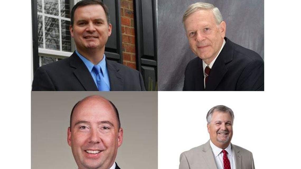Republican candidates for SC Senate District 20. Clockwise, John Holler, Bill Turbeville, Christian Stegmaier, and Benjamin Dunn.