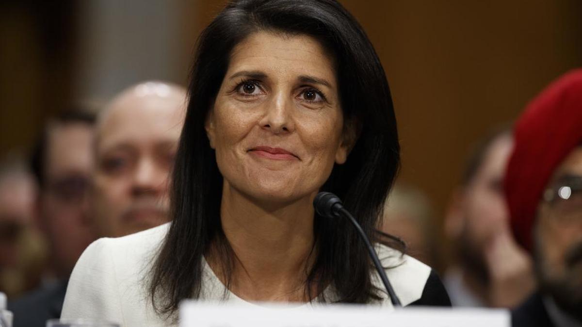 UN Ambassador-designate, South Carolina Gov. Nikki Haley listens while testifying on Capitol Hill in Washington, Wednesday, Jan. 18, 2017, at her confirmation hearing before the Senate Foreign Relations Committee.