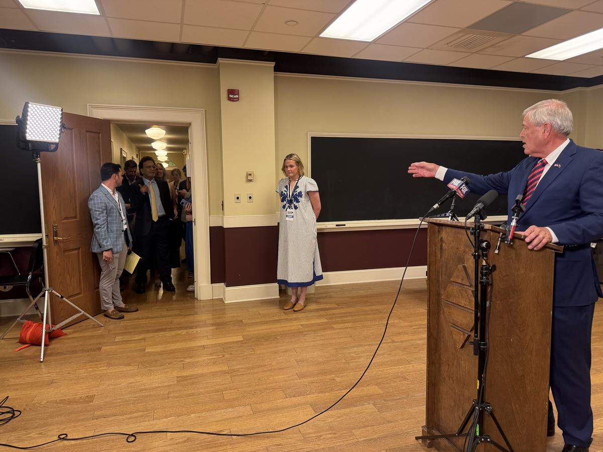 U.S. Rep. Ralph Norman while speaking to the media continued to exchange words with Isle of Palms businessman Rom Reddy after the SC GOP gubernatorial debate at Wofford College in Spartanburg on Tuesday, May 27, 2026.
