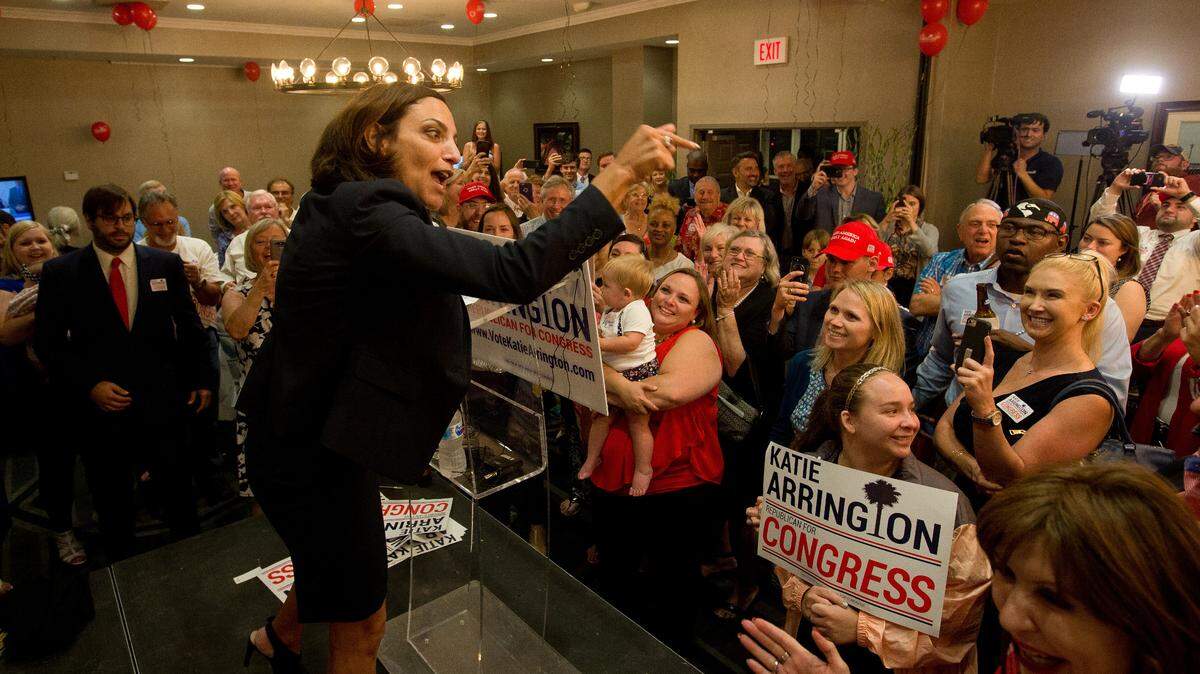 "Like I said in the beginning it isn't a me, it is a we moment." Katie Arrington said as she defeated U.S. Rep. Mark Sanford at the DoubleTree by Hilton Hotel for Katie Arrington's results party on Tuesday, June 12, 2018 in North Charleston.Andrew Whitaker/Staff