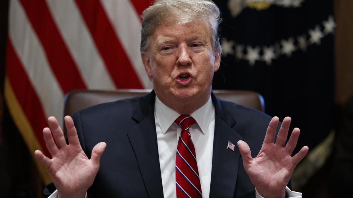 President Donald Trump speaks during a cabinet meeting at the White House, Tuesday, Feb. 12, 2019, in Washington. (AP Photo/ Evan Vucci)