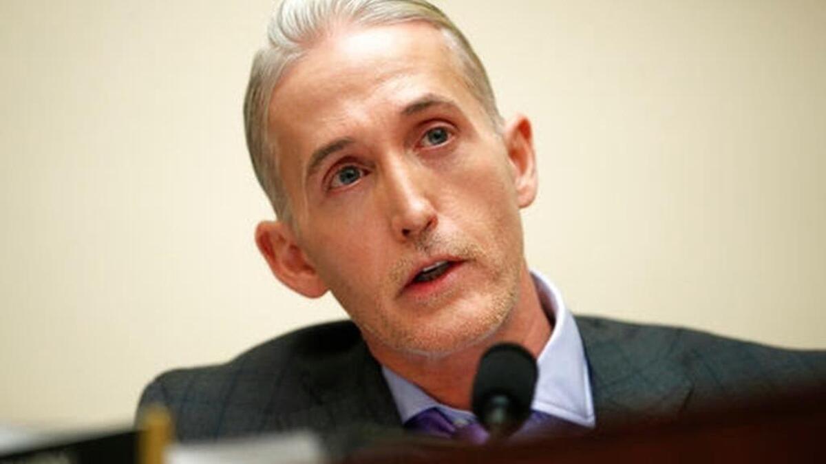 In this Dec. 7, 2017 file photo, House Judiciary Committee member Rep. Trey Gowdy, R-S.C., speaks during a House Judiciary hearing on Capitol Hill in Washington. Democratic members of the House oversight committee are asking the Republican chairman to subpoena the Trump Organization to produce long-ago requested documents, and to begin a serious investigation into President Donald Trump’s conflicts of interests. The letter was sent to Chairman Trey Gowdy of South Carolina on Thursday _ the one year anniversary of Trump’s news conference announcing efforts to avoid conflicts.