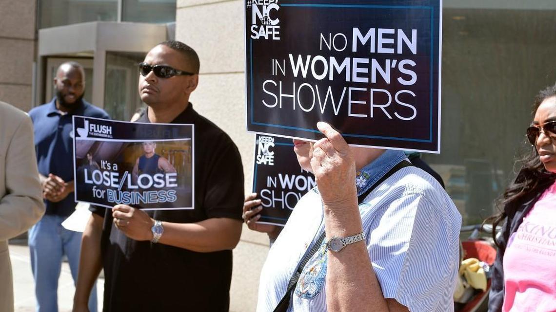 In a rally outside of the Charlotte Mecklenburg Government Center over 60 opponents of Charlotte's expanded nondiscrimination ordinance Friday, March 18, 2016, implored Gov. Pat McCrory and the General Assembly to call a special session to repeal all or part of new legal protections for gay, lesbian, bisexual and transgender individuals.