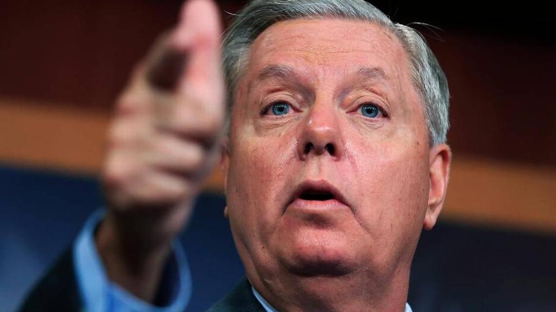 Sen. Lindsey Graham, R-S.C., speaks during a news conference on Capitol Hill in November 2017.