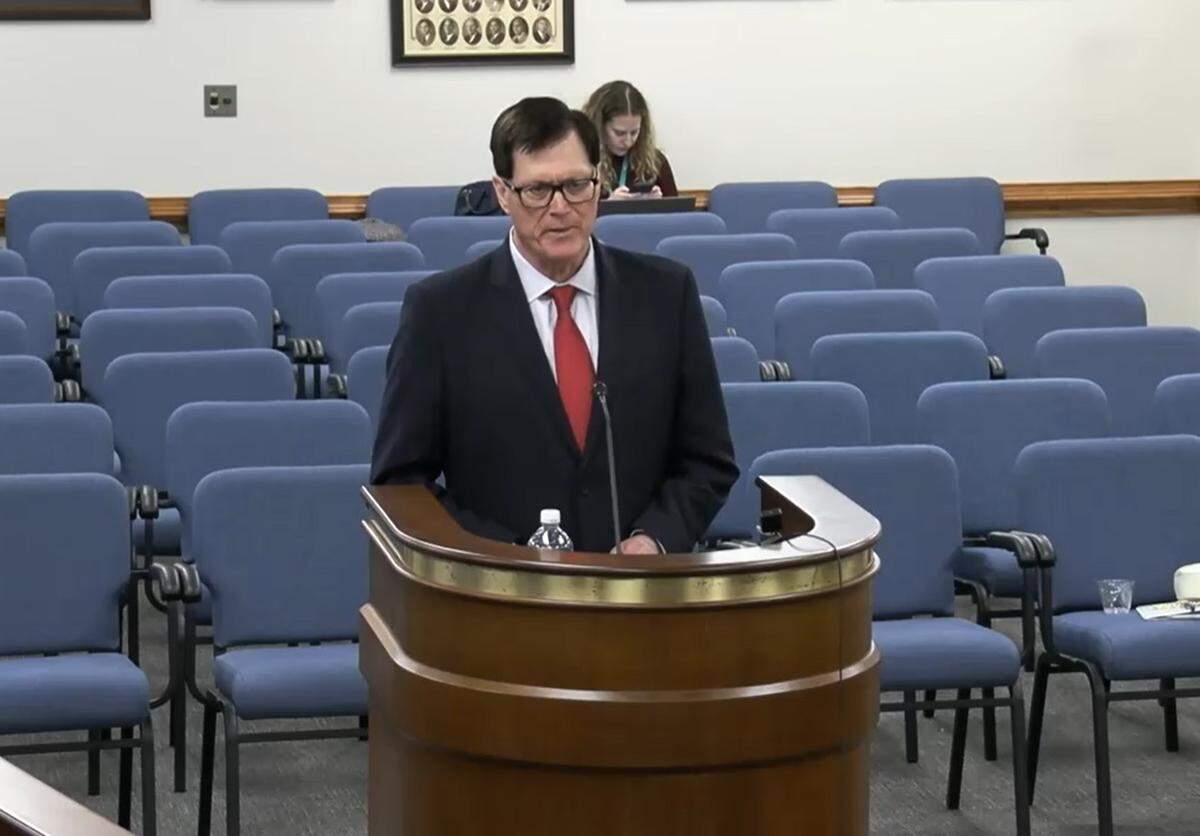 Former House Speaker Jay Lucas testifies in front of the Judicial Merit Selection Commission on Monday, Nov. 17, 2025 as he runs for a seat on the state Supreme Court. The JMSC serves as a screening committee before deciding whether a candidate is qualified for a judicial position. The full General Assembly then elects judges.