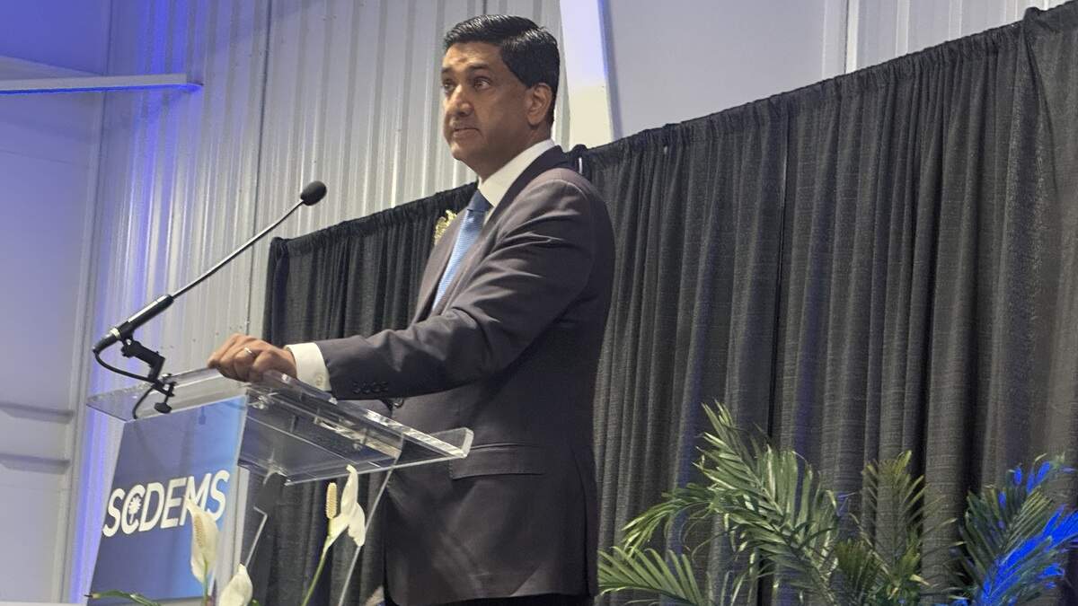 U.S. Rep. Ro Khanna speaks at the South Carolina Democratic Party on Saturday, May 30, 2026, at the state fairgrounds in Columbia, S.C.