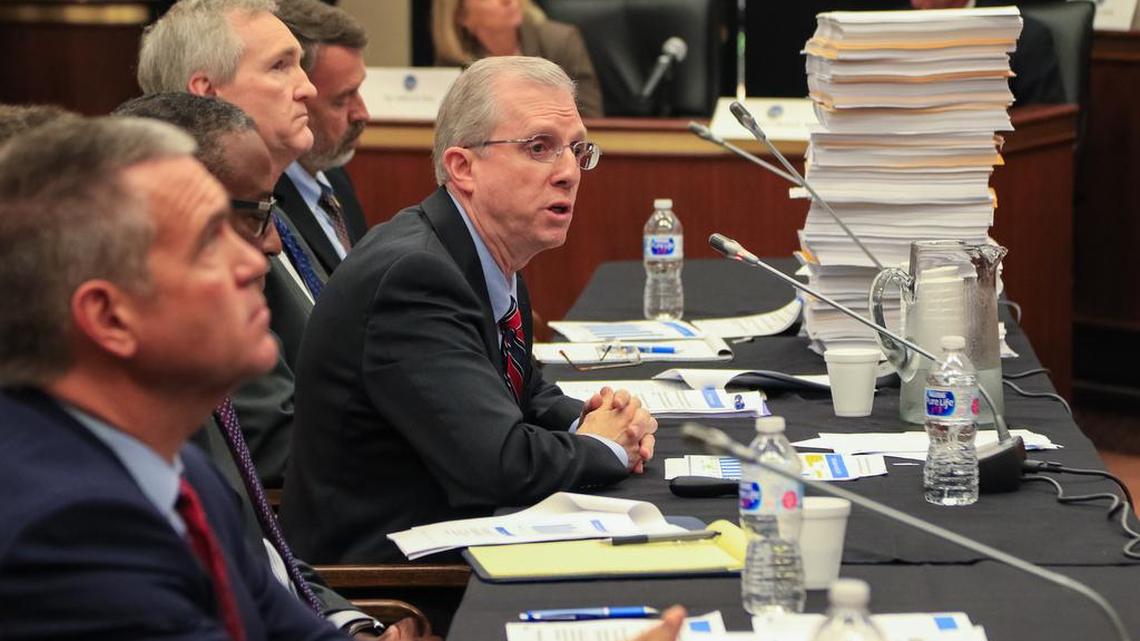 FILE: SCANA CEO Kevin Marsh testifies before an S.C. House panel about the Bechtel report and SCANA’s decision to walk away from the nuclear project. SCANA COO Steve Byrne sits to his immediate left. 9/15/17