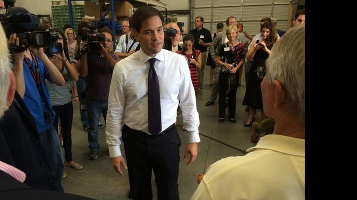 
Sen. Marco Rubio of Florida, one of 16 GOP presidential candidates, campaigns at Brewery 85 in Greenville Monday. He also spoke at the Swamp Rabbit CrossFit near downtown and at Furman University on Tuesday. 
