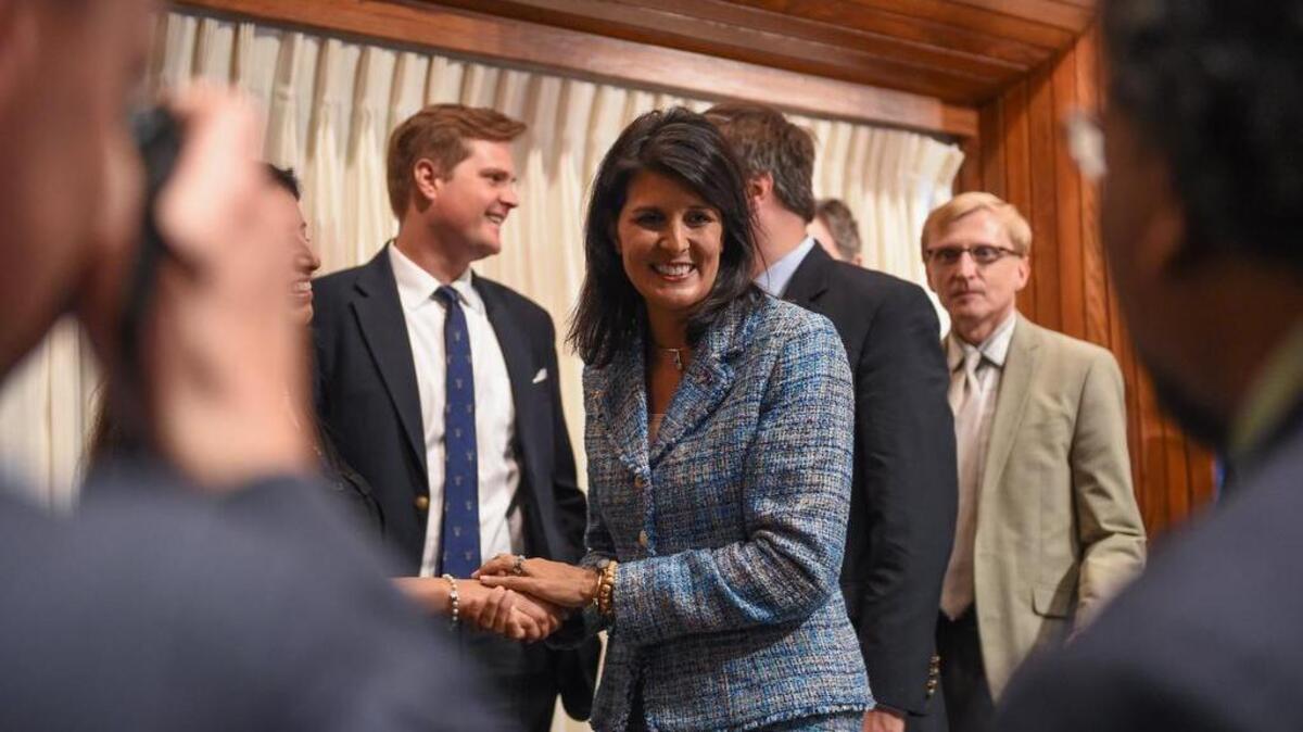
Gov. Nikki Haley of South Carolina speaks at the National Press Club in Washington, D.C. on Sept. 2, 2015.
