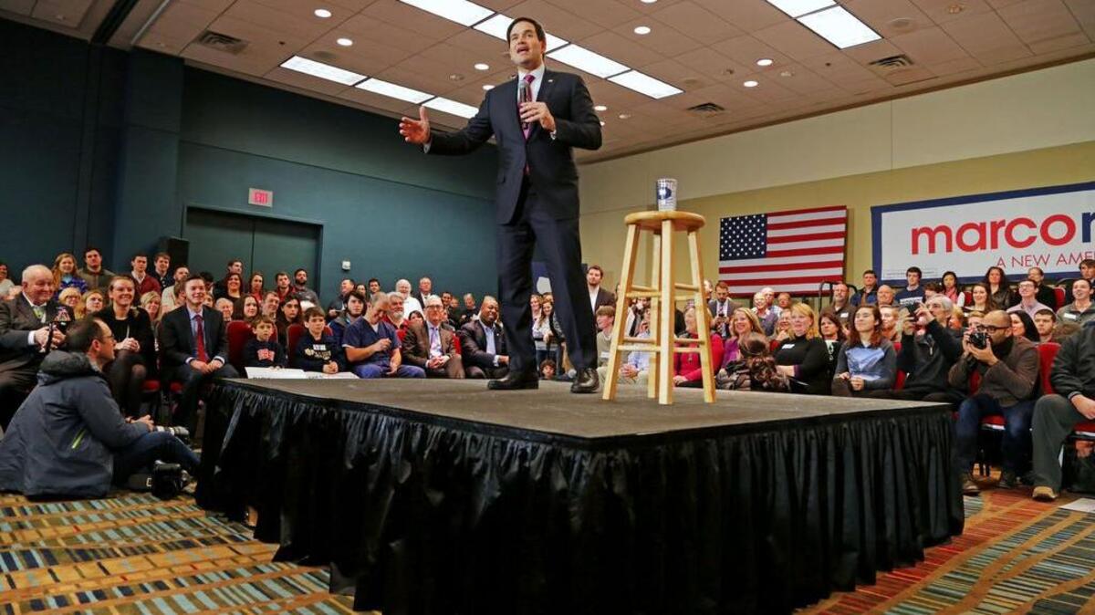 Republican presidential candidate Marco Rubio speaks during a rally at the Columbia Metropolitan Convention Center in Columbia, SC, Wednesday, February 10, 2016.