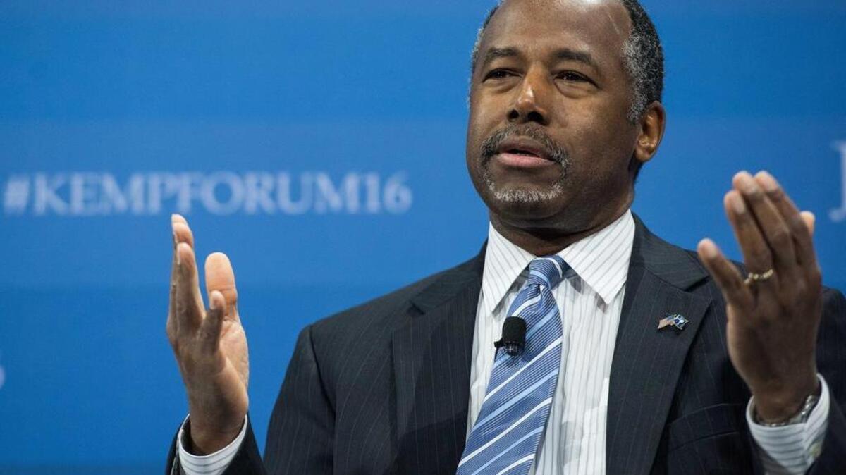 Republican presidential candidate Ben Carson speaks to the crowd at an economic forum last month in in Columbia.