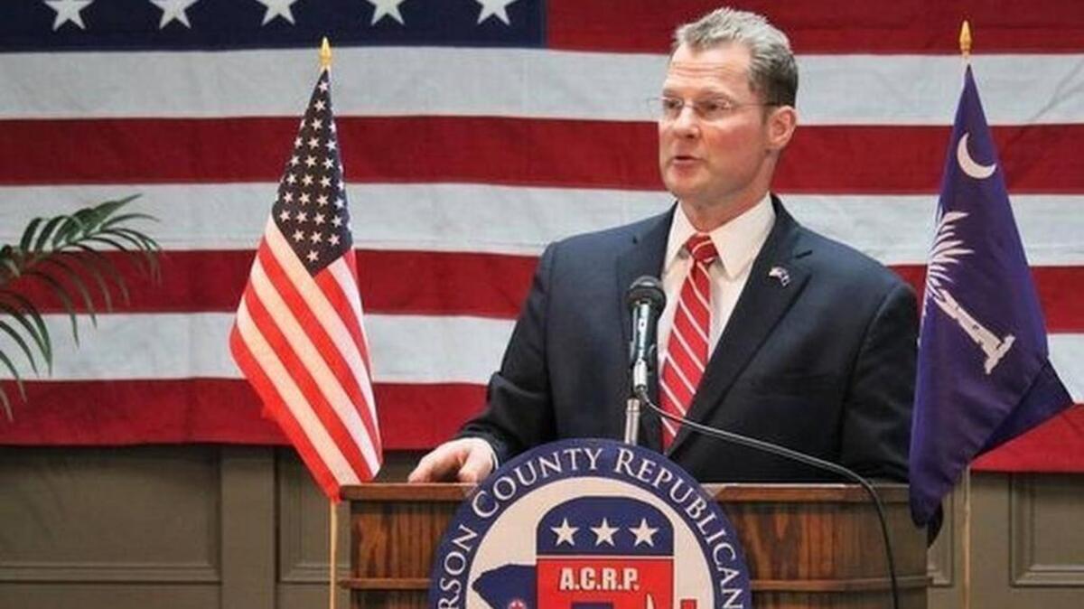 Lt. Gov. Kevin Bryant speaks to the Anderson County Republican Party at Concord Community Church in Anderson