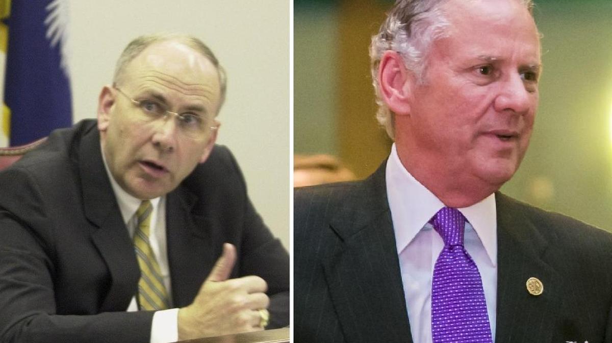 S.C. Sen. Wes Hayes, R-York, and S.C. Lt. Gov. Henry McMaster (right)