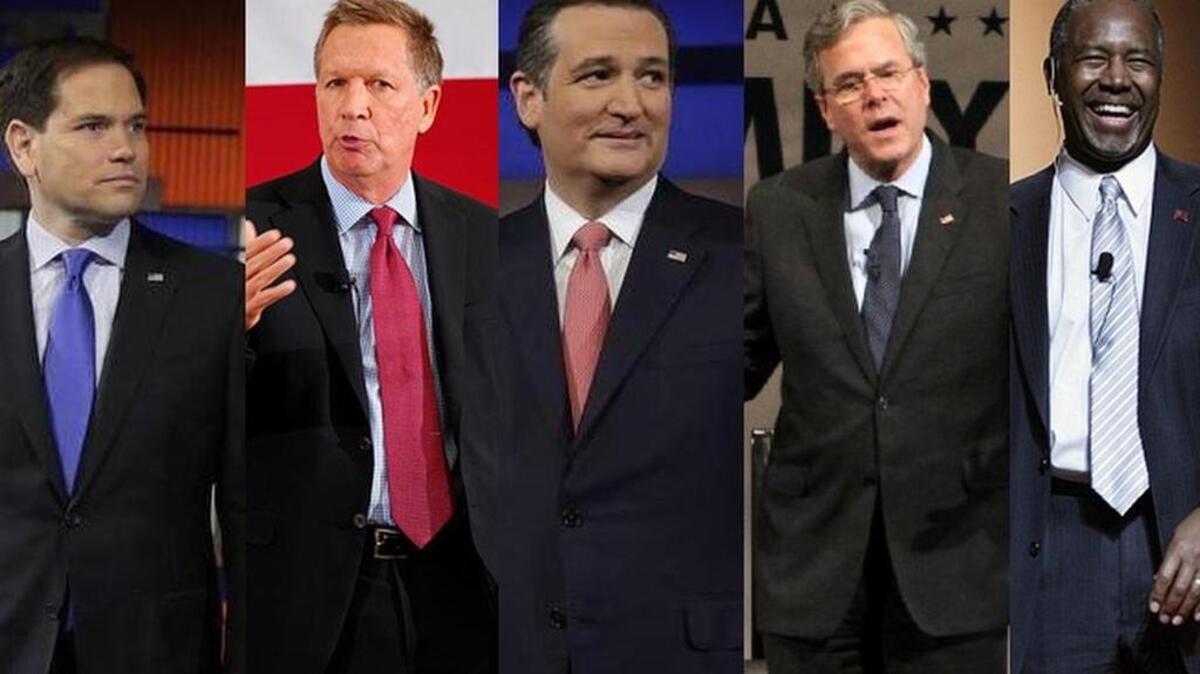 (From left) Marco Rubio, John Kasich, Ted Cruz, Jeb Bush, Ben Carson