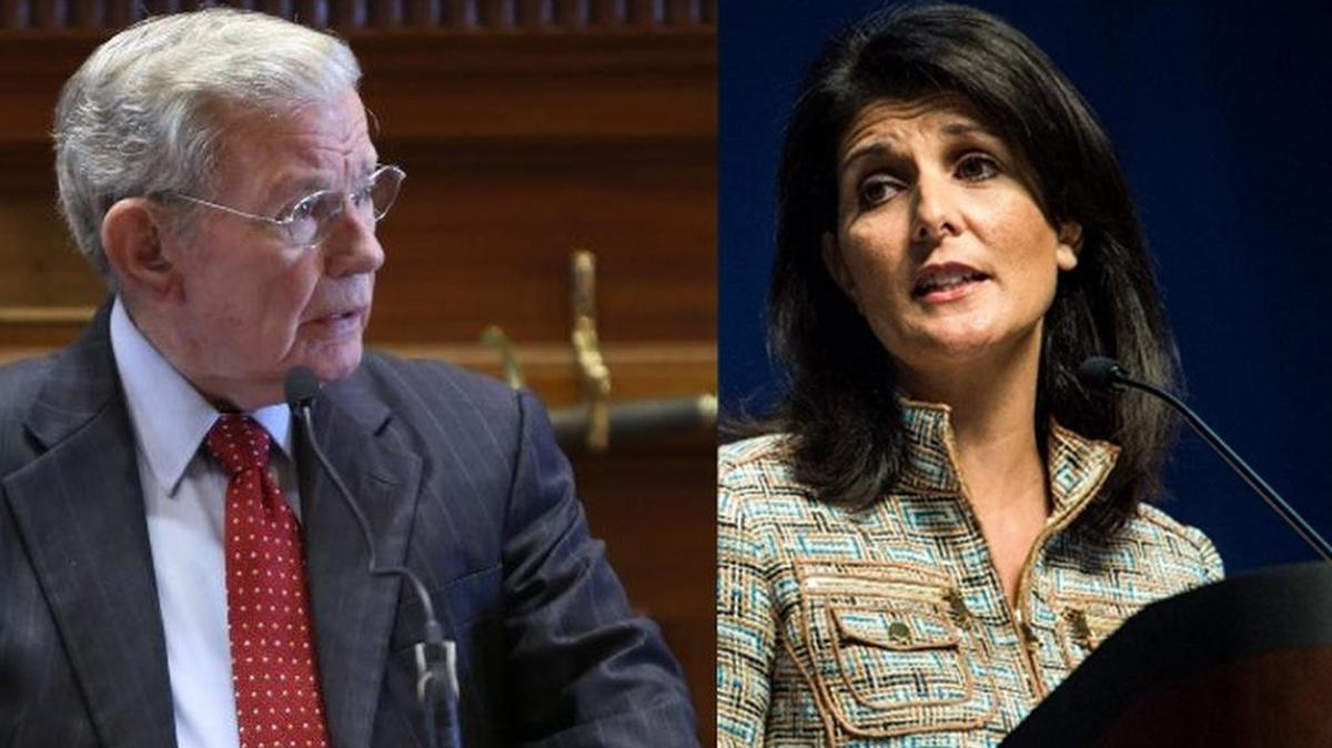 Senate Speaker Pro-Tem Hugh Leatherman (on left) and SC Governor Nikki Haley