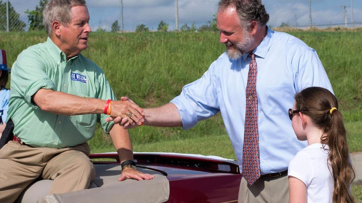 U.S. Rep. Joe Wilson, R-Springdale, left, and 2nd District Democratic candidate Arik Bjorn.