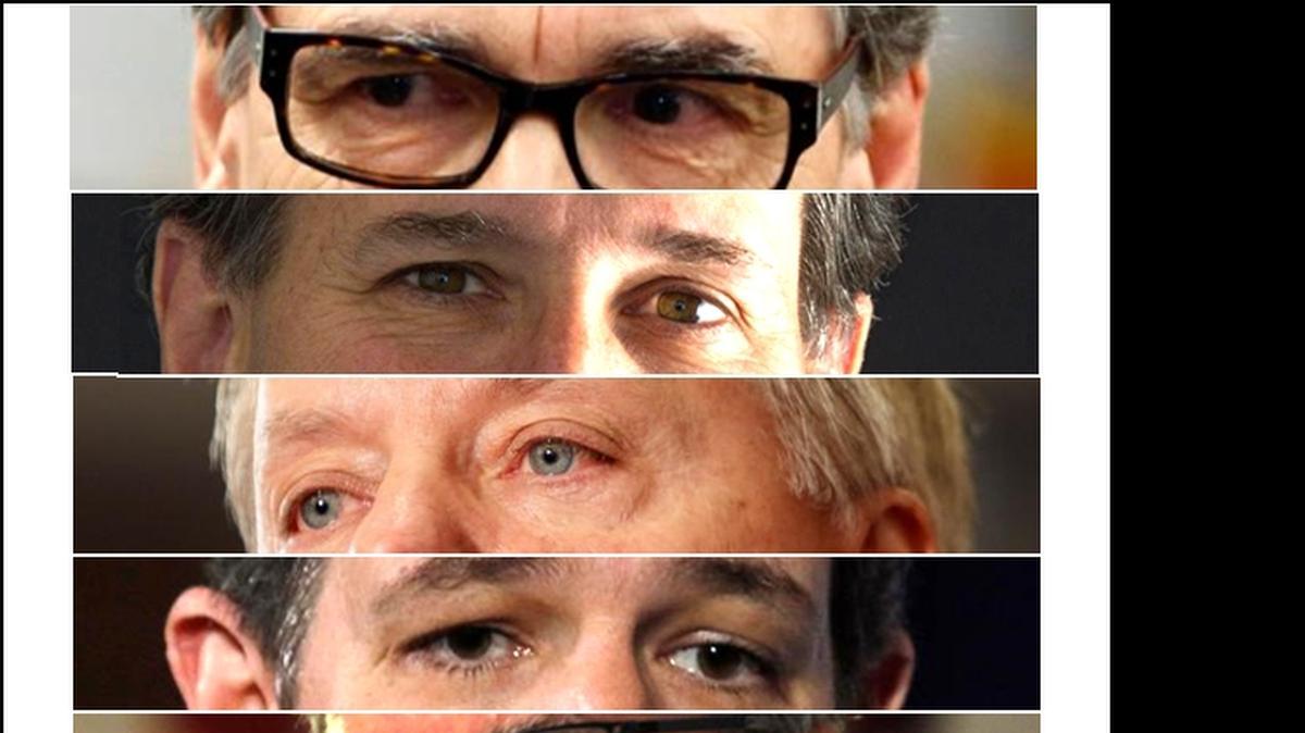 
Top to bottom: Rick Perry, Rick Santorum, Lindsey Graham, Ted Cruz, Jeb Bush 
