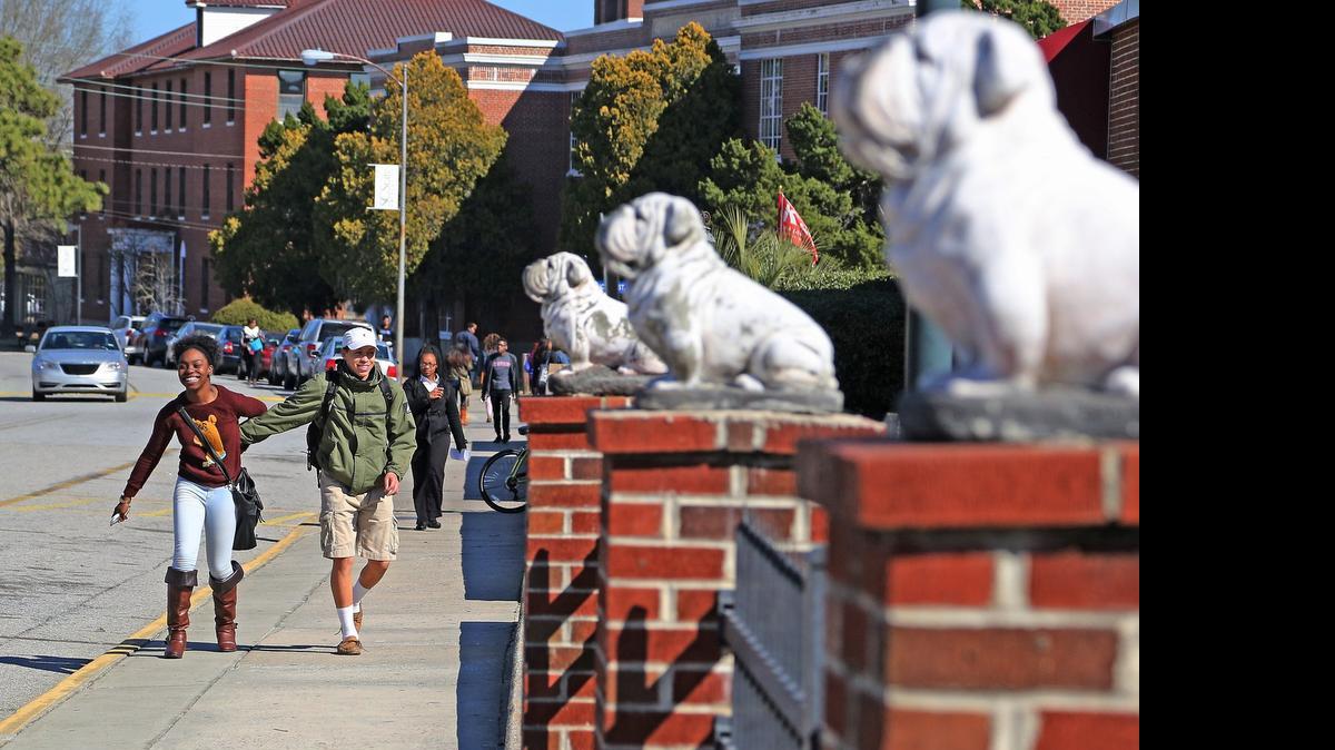 
Students walk on the S.C. State University campus this year.
