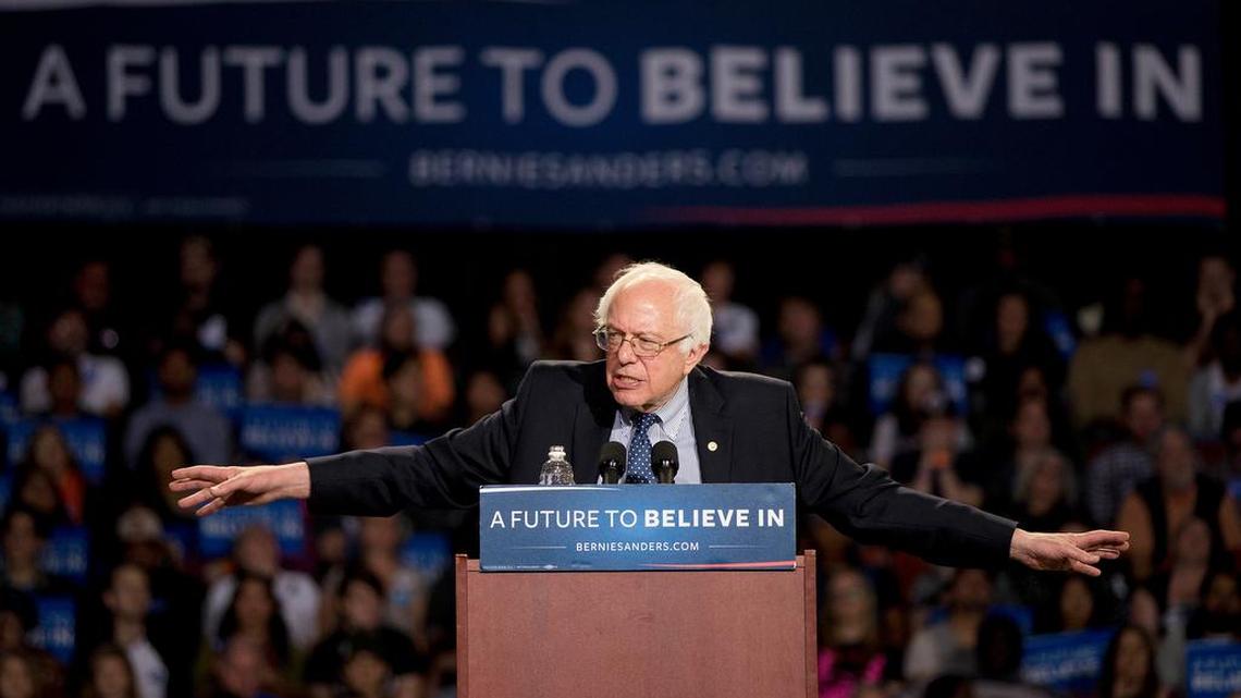 Democratic presidential candidate Sen. Bernie Sanders, I-Vt., speaks during a rally Sunday, Feb. 21, 2016, in Greenville, S.C.