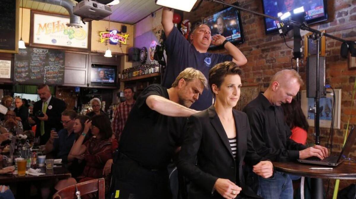Rachel Maddow just before going live with her MSNBC show from McHale's in downtown Rock Hill on Thursday night.