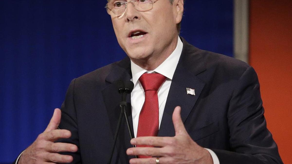 Republican presidential candidate, former Florida Gov. Jeb Bush speaks during the Fox Business Network Republican presidential debate at the North Charleston Coliseum.