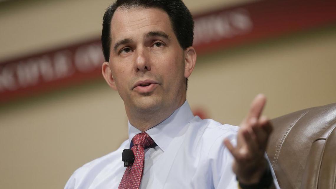 FILE -- Wisconsin Gov. Scott Walker speaks during The Family Leadership Summit in Ames, Iowa, July 18, 2015.