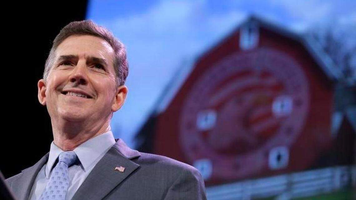 Former South Carolina Sen. Jim DeMint, president of the Heritage Foundation, speaks during the Freedom Summit, Saturday, Jan. 24, 2015, in Des Moines, Iowa.