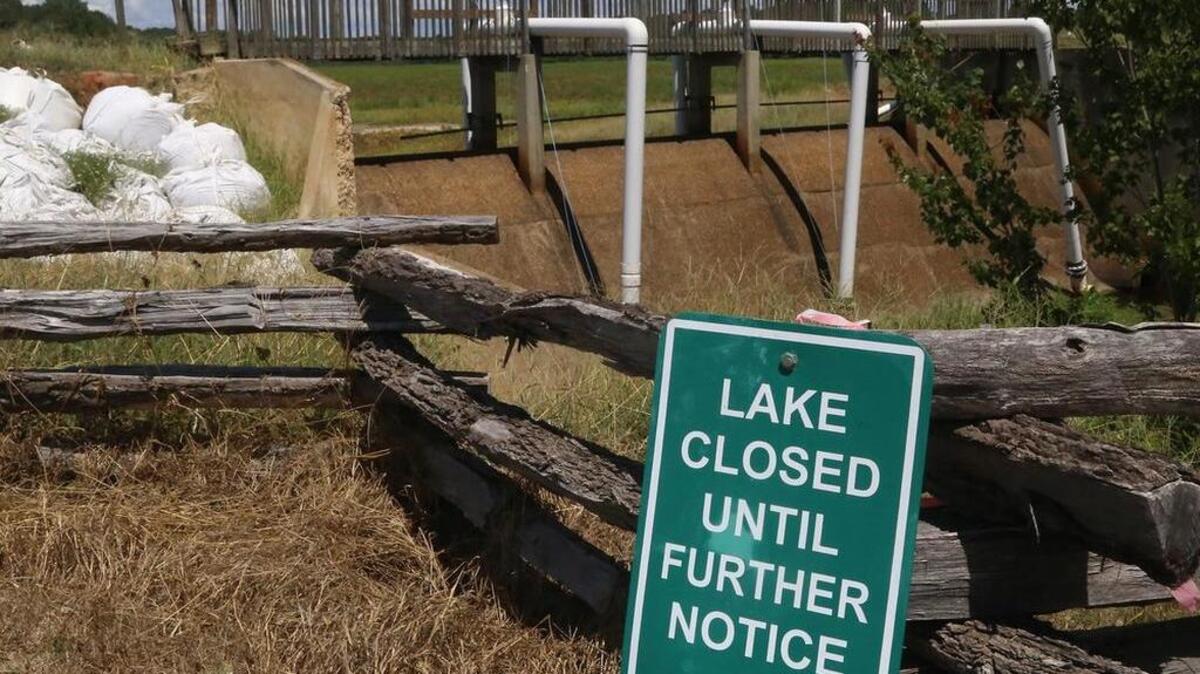 Lake Ashwood, in Lee County, has dranage pipes to carry non-existant water over the damn and will remain closed until repairs can be made.