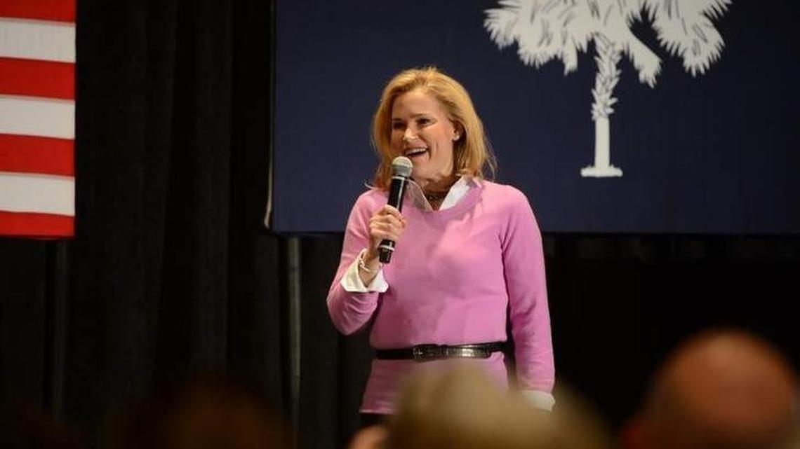 Heidi Cruz campaigns for her husband, Republican presidential candidate Sen. Ted Cruz, during a rally in Spartanburg Wednesday afternoon.