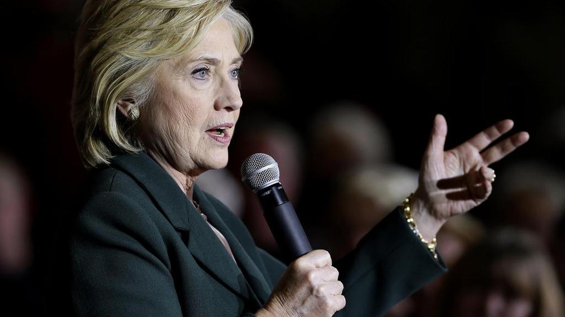 Democratic presidential candidate Hillary Rodham Clinton speaks to supporters on Nov. 22 in Clinton, Iowa. Candidates Bernie Sanders and Martin O’Malley trail far behind her in fundraising and most polls.