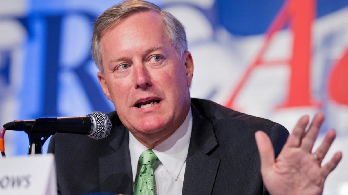 FILE - In this Sept. 26, 2014 file photo, Rep. Mark Meadows, R-N.C. speaks in Washington.