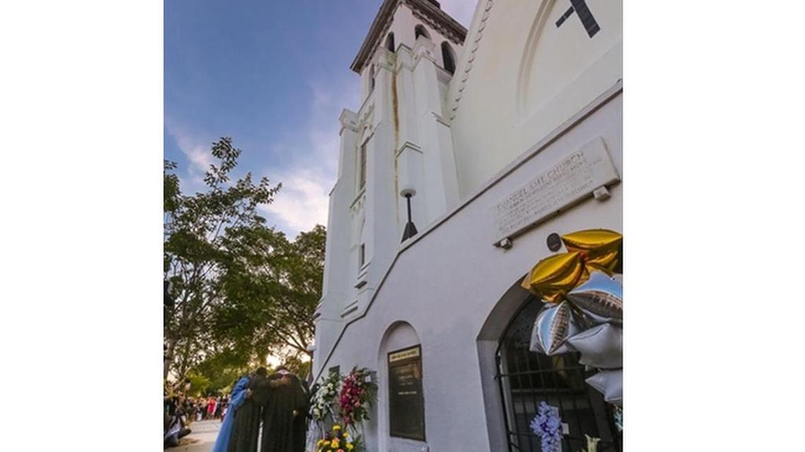 A group of clergy came to Emanuel AME Church in Charleston June 18, 2015 to pay their respects and see where nine members of the congregation were killed by a gunman.
