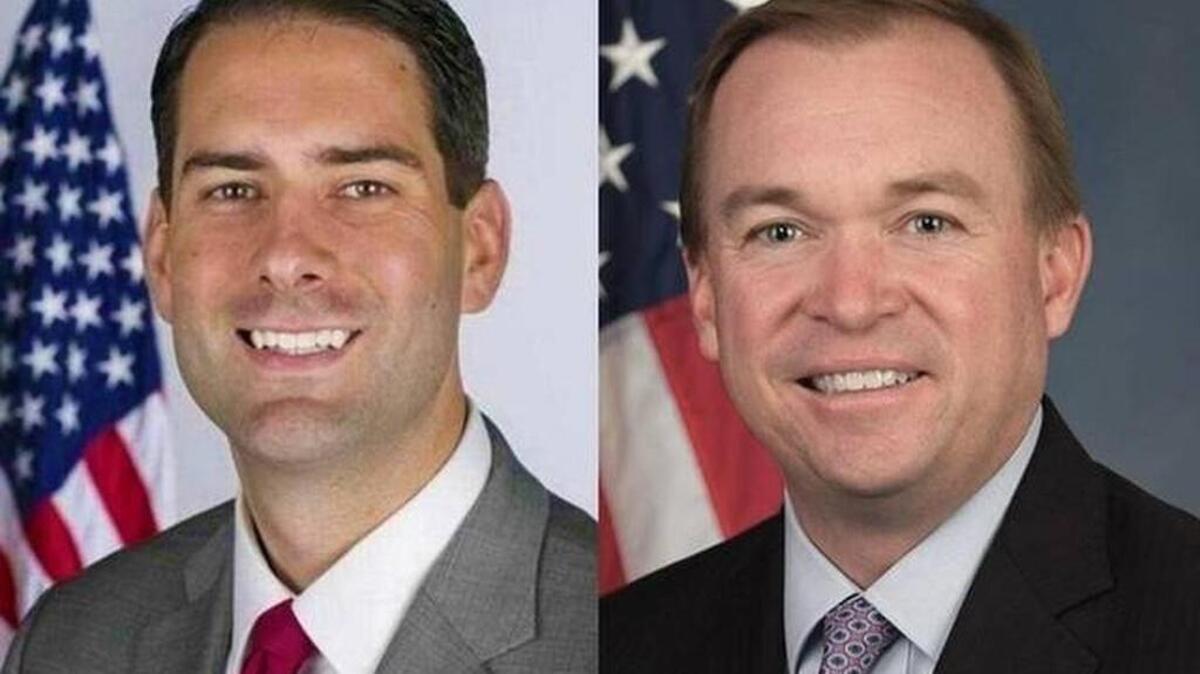 Fran Person, left, and Mick Mulvaney