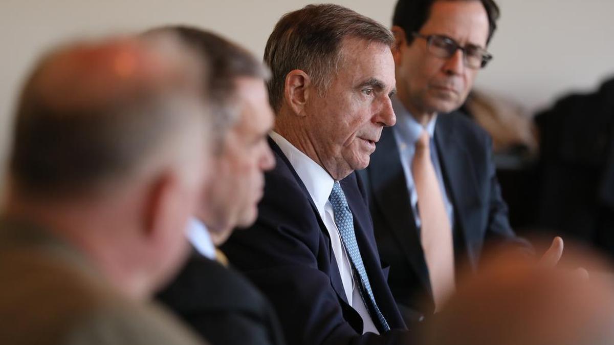 FILE: Tom Farrell, CEO of Dominion Energy, speaks during a meeting with The State Newspaper. 1/4/18