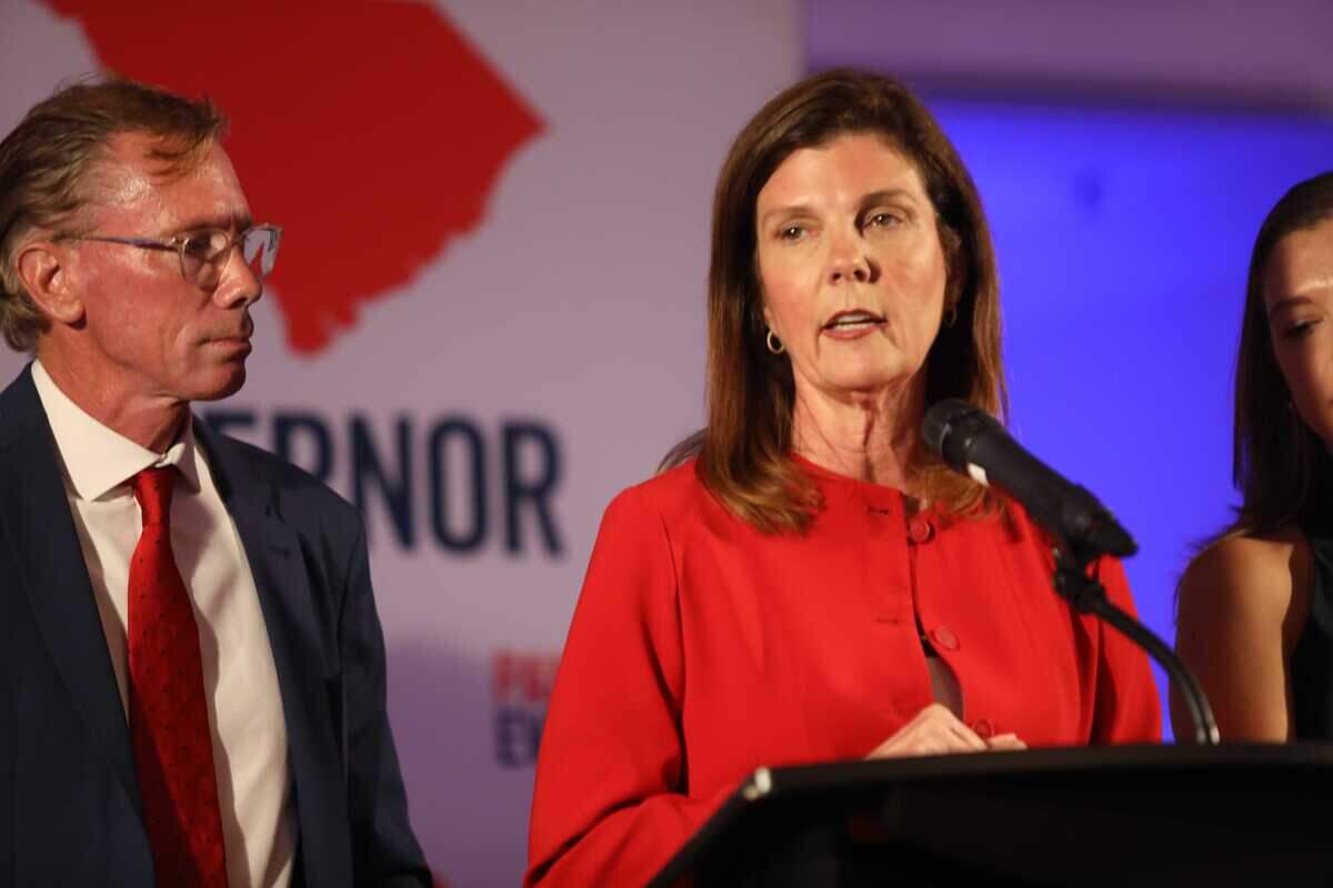 Lt. Gov. Pamela Evette speaks to supporters on Tuesday, June 23, 2026 in Myrtle Beach after losing in the runoff to be the Republican nominee for governor.
