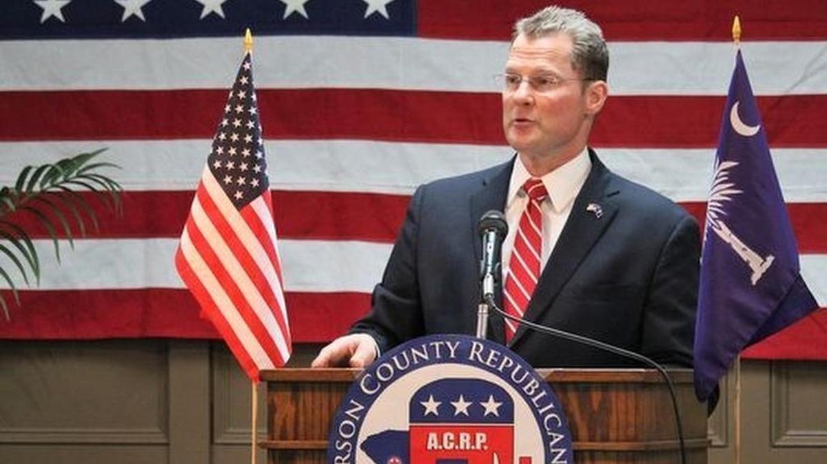 Lt. Gov. Kevin Bryant speaks to the Anderson County Republican Party at Concord Community Church in Anderson