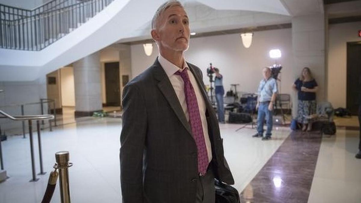 House Intelligence Committee member Rep. Trey Gowdy, R-S.C. arrives for a meeting with White House senior adviser Jared Kushner and the committee as the committee probes Russia's election meddling and possible ties to Trump's campaign.