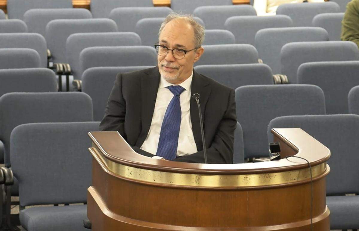 Administrative Law Judge Ralph Anderson testifies in front of the Judicial Merit Selection Commission on Monday, Nov. 17, 2025 as he runs for a seat on the state Supreme Court. The JMSC serves as a screening committee before deciding whether a candidate is qualified for a judicial position. The full General Assembly then elects judges.