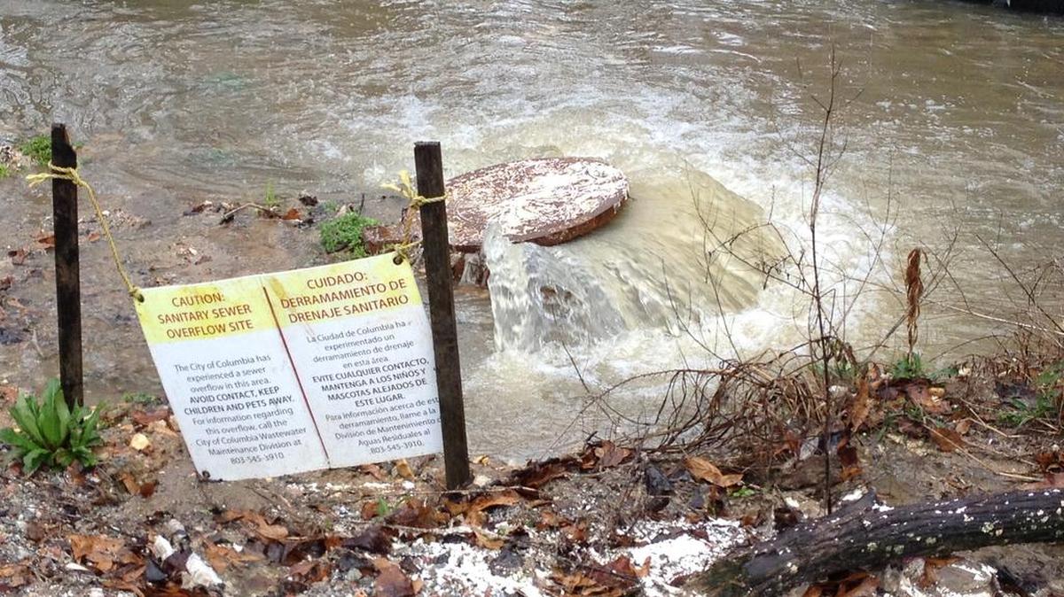 Sewage spills from a manhole into Crane Creek. State regulators are seeking more money to monitor water quality in South Carolina