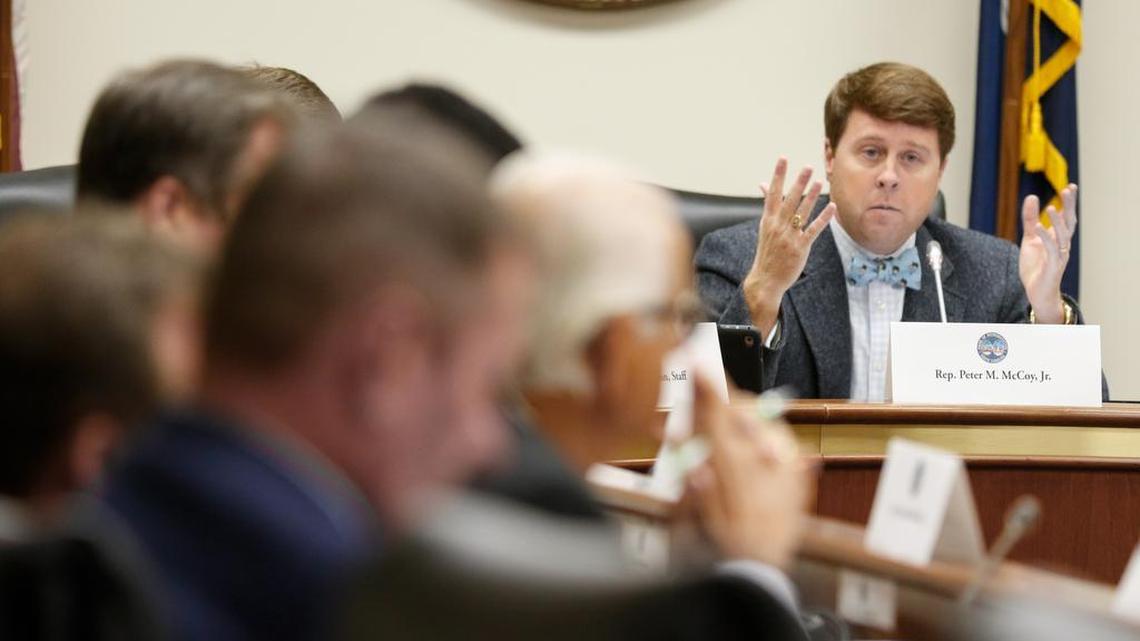 FILE: State Rep. Peter McCoy, R-Charleston, makes a point during a meeting of the House’s special nuclear committee.