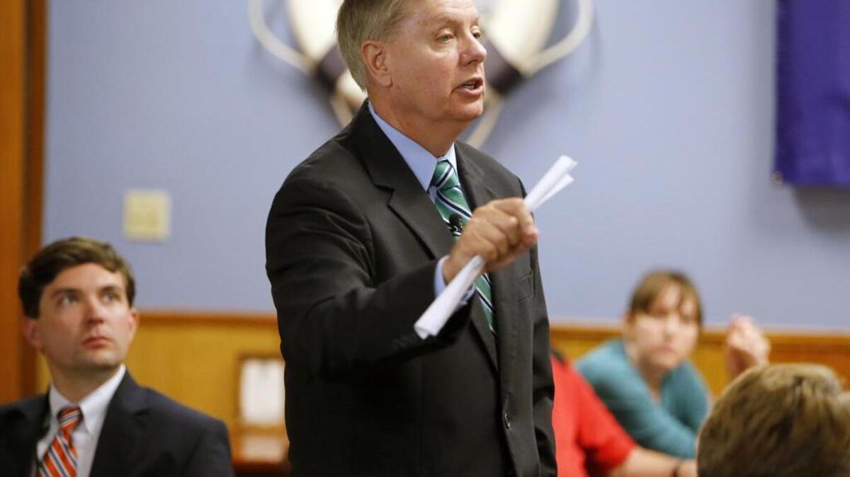 
Sen. Lindsey Graham speaks at the Mayflower Restaurant in Rock Hill Wednesday.
