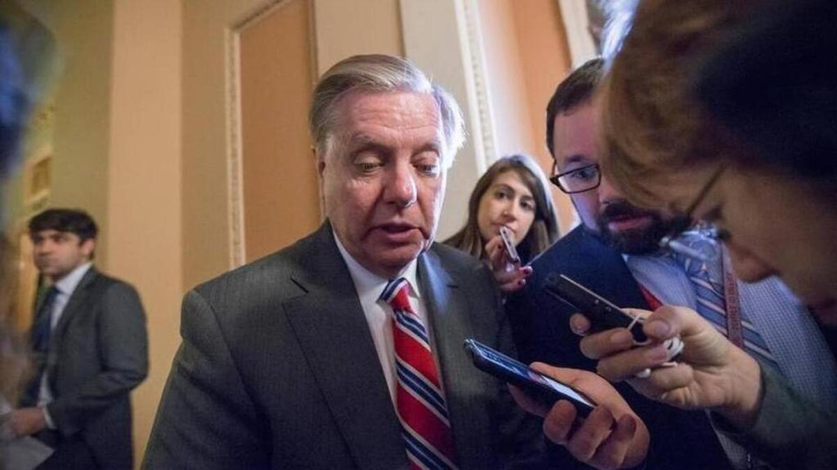 Sen. Lindsey Graham, R-S.C., speaks with reporters on Capitol Hill in Washington, Tuesday, Feb. 23, 2016.