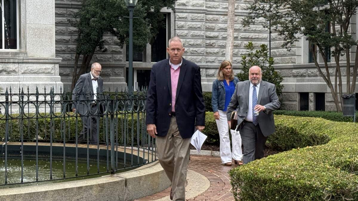 Forme South Carolina banker Russell Laffitte walks out of the federal courthouse in Charleston, S.C., on Monday, Sept. 29, 2025. Laffitte was sentenced to 5 years in federal prison for financial crimes related to helping convicted murdered Alex Murdaugh steal millions in a massive bank fraud scandal.