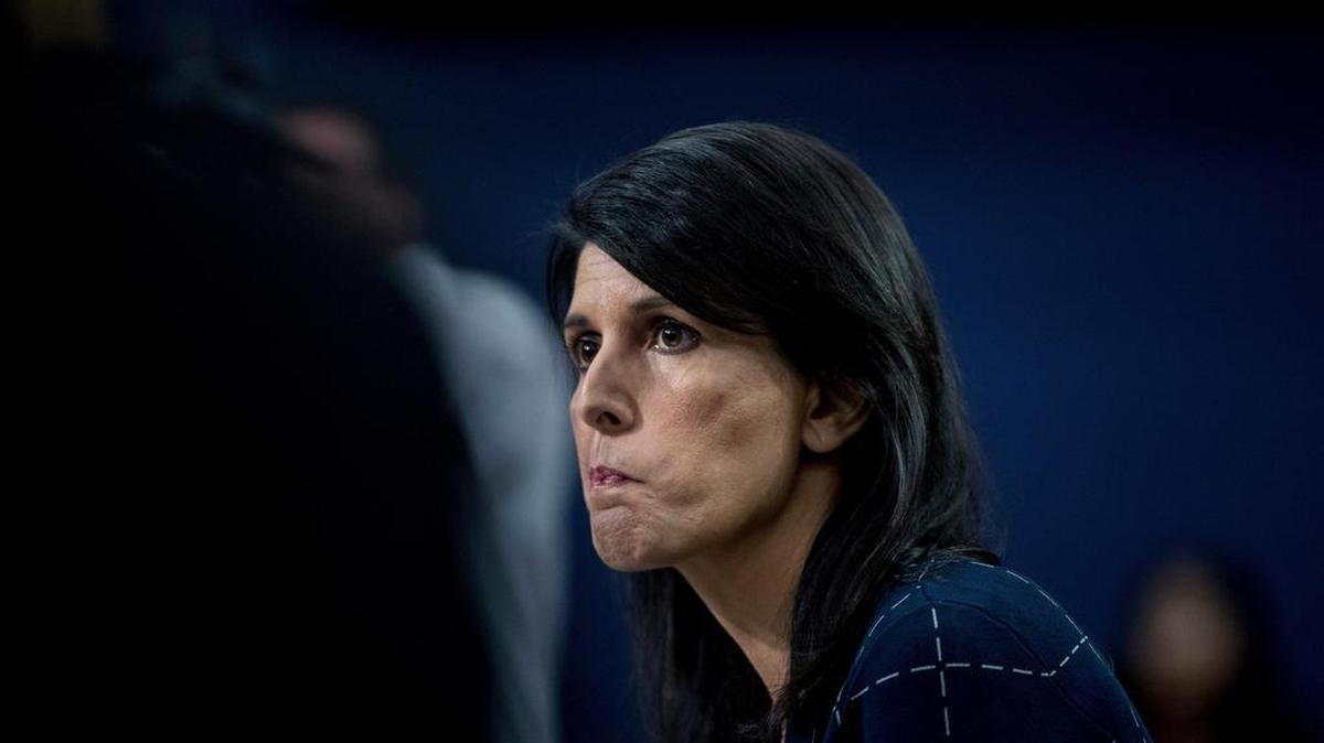 U.S. Ambassador to the UN Nikki Haley pauses while testifying on Capitol Hill in Washington, Tuesday, June 27, 2017, before the House State, Foreign Operations, and Related Programs subcommittee budget hearing on the United Nations and International Organizations.