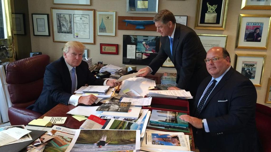 S.C. political consultant Ed McMullen meets with Donald Trump in his Trump Tower office during the campaign. Having known Trump for years, McMullen became an early backer of the mogul’s outsider presidential bid.