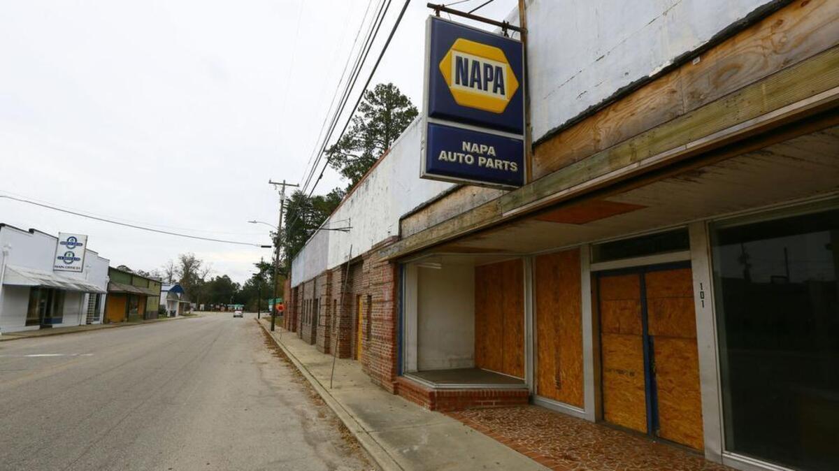 Main Street in the Nichols community of Marion County was hit hard by Hurricane Matthew. None of the businesses have reopened and officials say they are unsure if they will ever return.