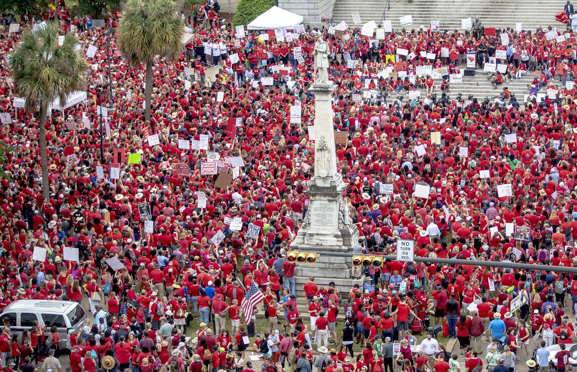 An estimated 10,000 students, teachers and advocates marched in the SC for ED rally to the South Carolina State House Wednesday May 1, 2019, in Columbia.